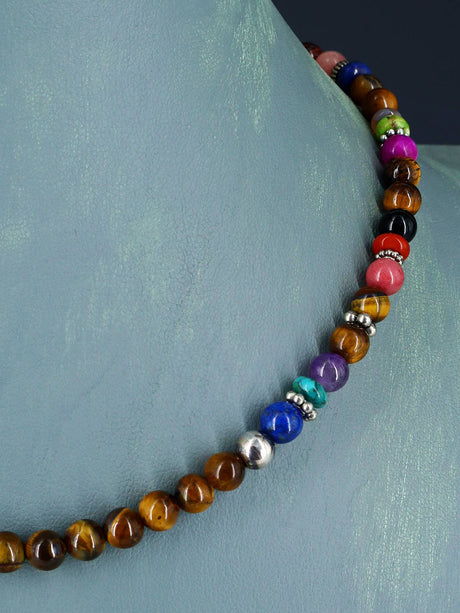 16" Navajo Single Strand Tiger Eye Necklace - PuebloDirect.com