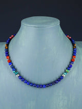 18" Navajo Single Strand Lapis and Turquoise Necklace - PuebloDirect.com