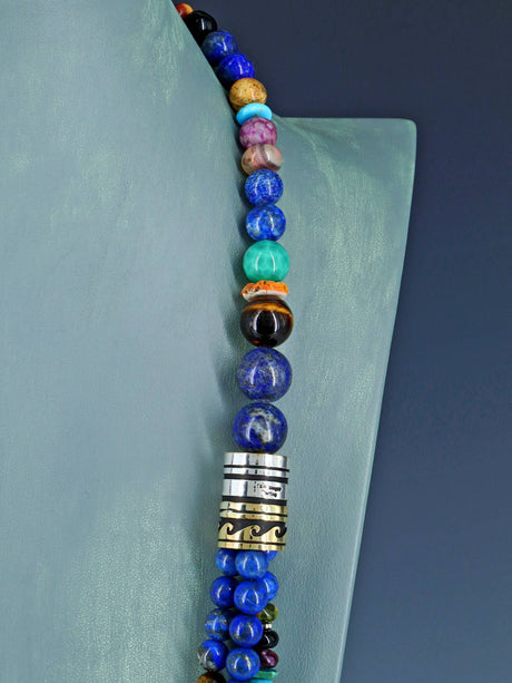Collier de perles multi-brins Navajo améthyste et turquoise de 30 pouces