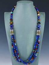 30" Navajo Lapis Multi Strand Beaded Necklace