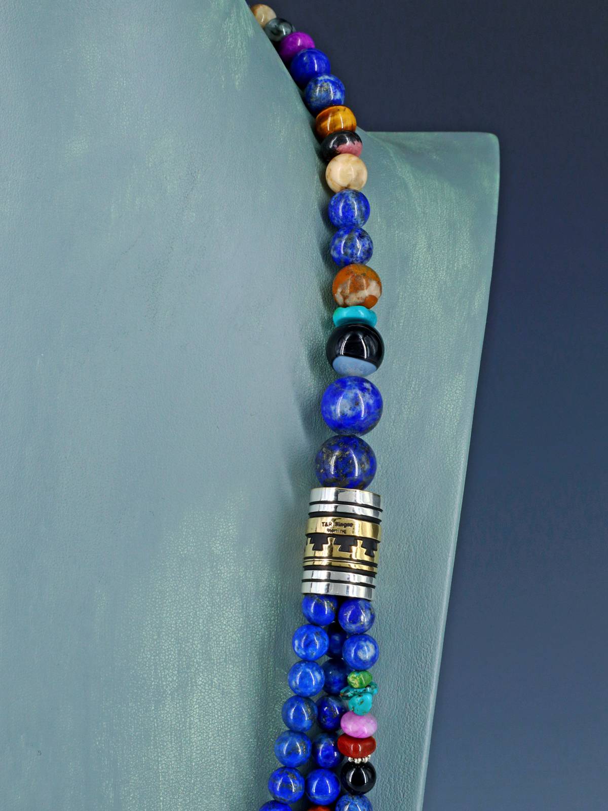 30" Navajo Lapis Multi Strand Beaded Necklace