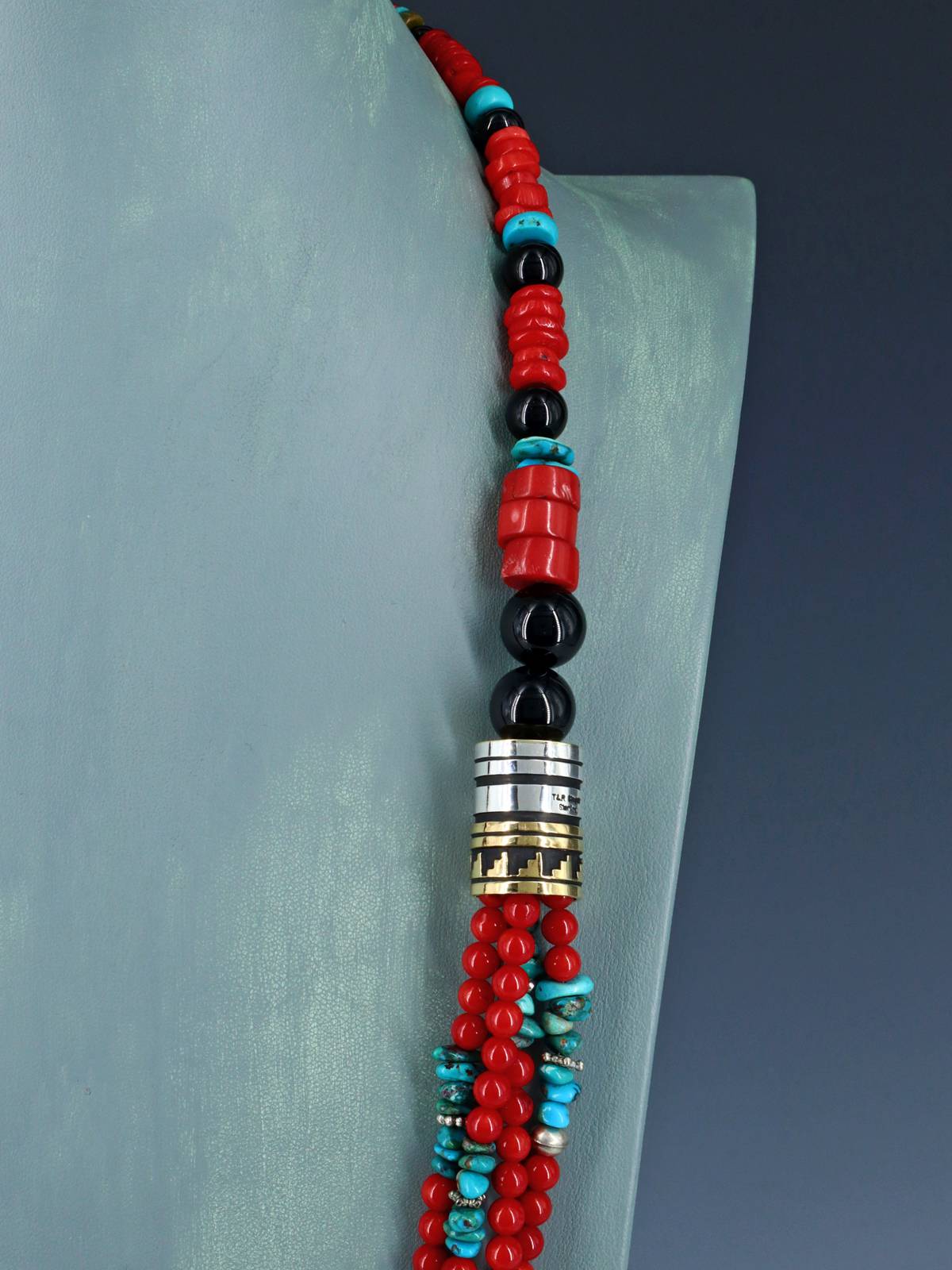Collier de perles multi-brins Navajo améthyste et turquoise de 30 pouces