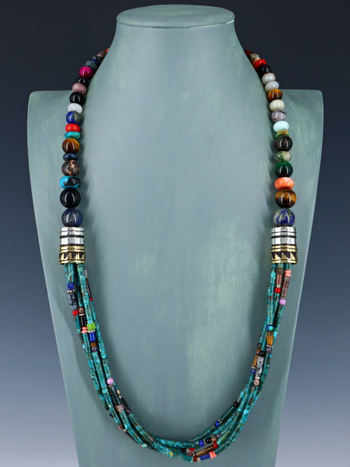 30" Navajo Turquoise Multi Strand Beaded Necklace