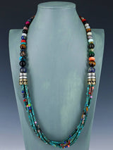 30" Navajo Turquoise Multi Strand Beaded Necklace