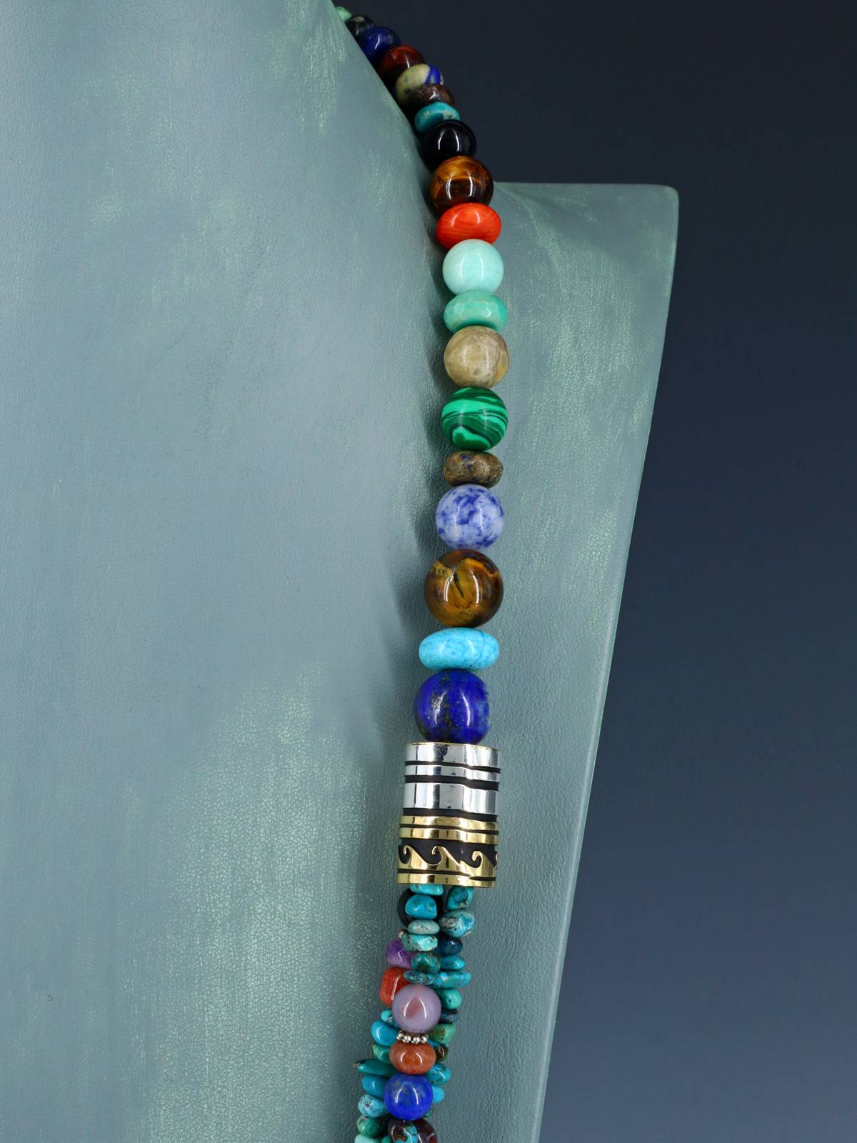 30" Navajo Turquoise Multi Strand Beaded Necklace
