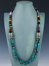 30" Navajo Turquoise Multi Strand Beaded Necklace