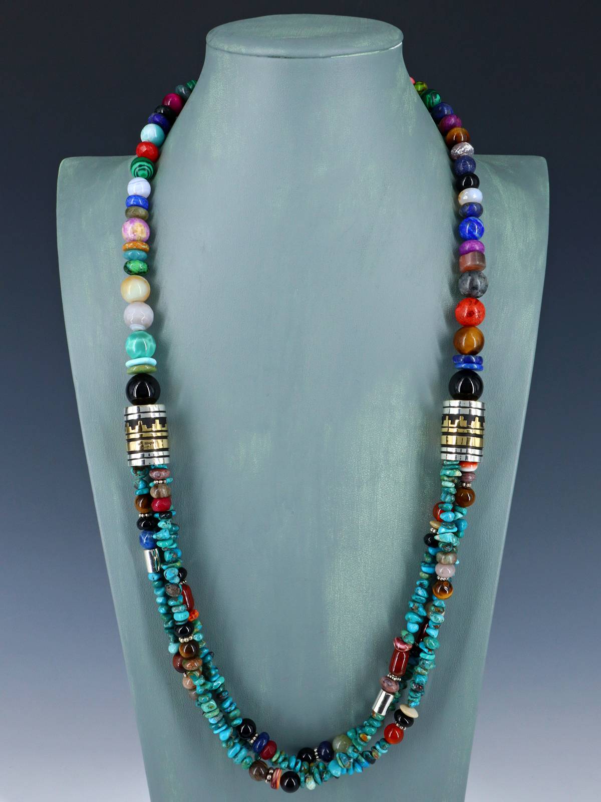 30" Navajo Turquoise Multi Strand Beaded Necklace