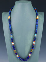 Lapis and Spiny Oyster Beaded Single Strand Necklace