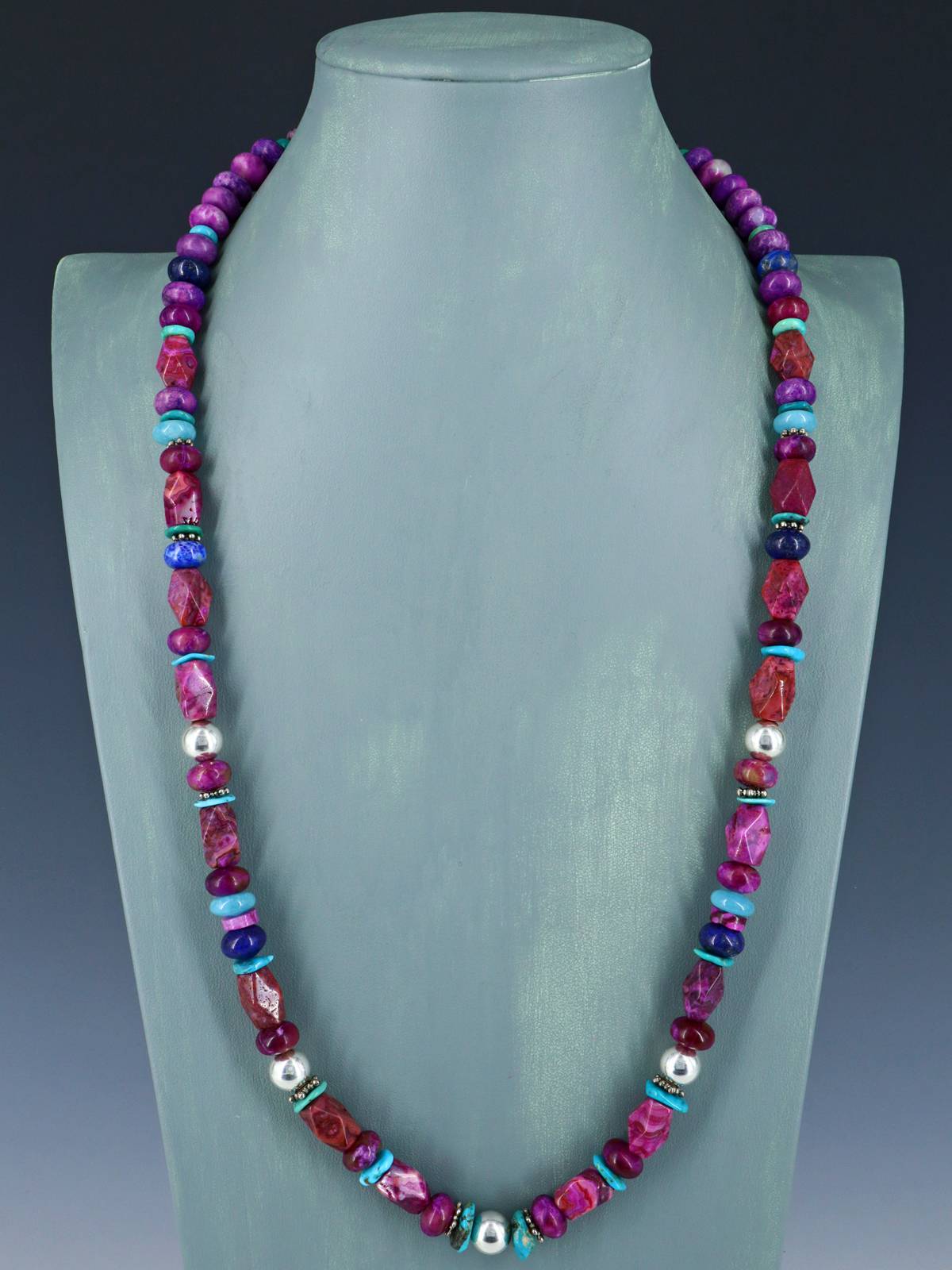 Navajo Purple Dyed Jasper Beaded Single Strand Necklace