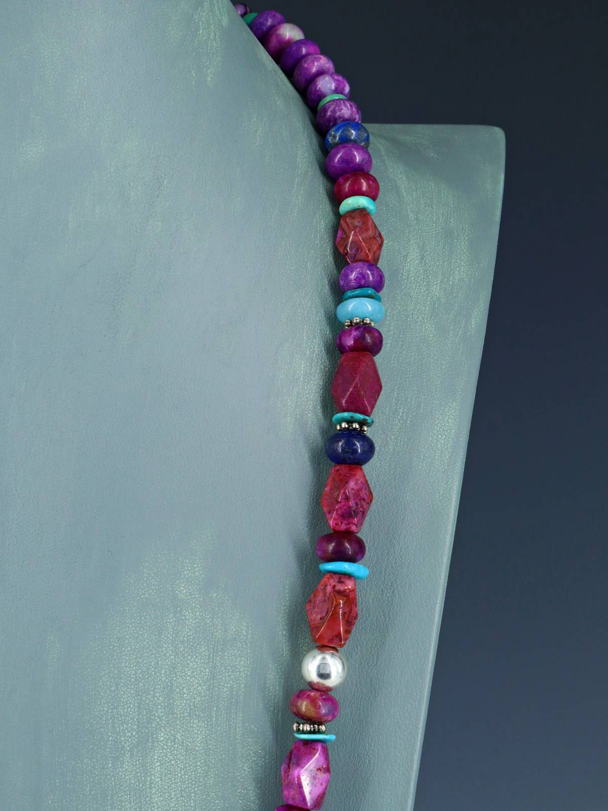 Navajo Purple Dyed Jasper Beaded Single Strand Necklace