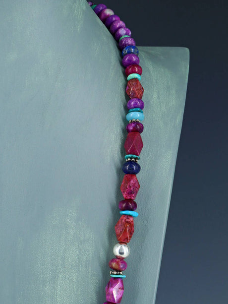 Navajo Purple Dyed Jasper Beaded Single Strand Necklace