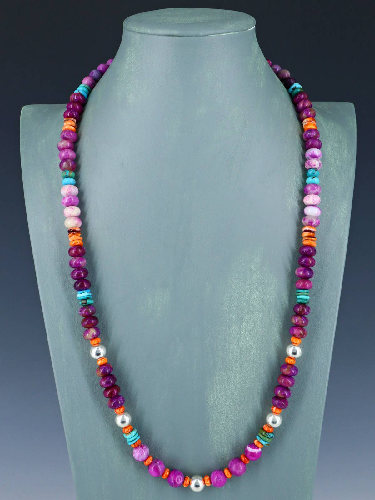 Navajo Purple Dyed Jasper Beaded Single Strand Necklace