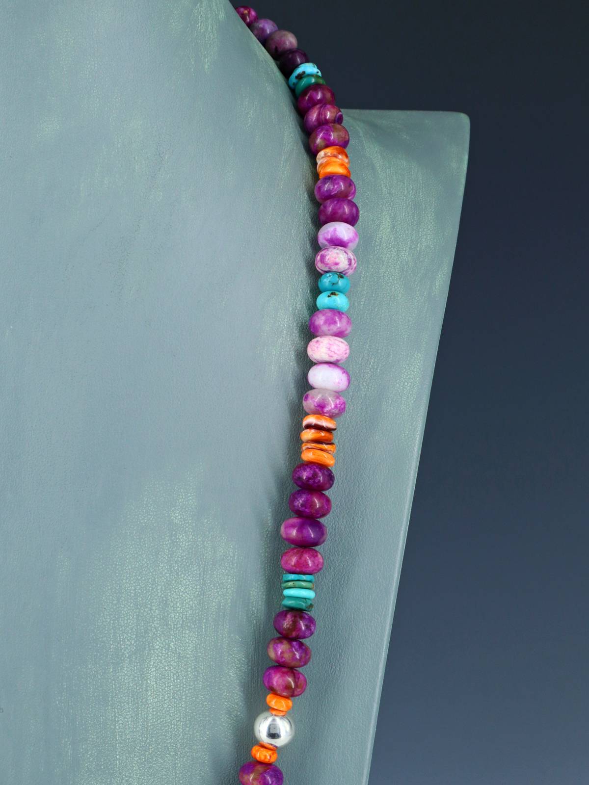 Navajo Purple Dyed Jasper Beaded Single Strand Necklace