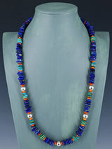 Lapis and Spiny Oyster Beaded Single Strand Necklace