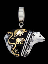 Native American Sterling Silver and Gold Overlay Bear Pendant