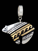 Native American Sterling Silver and Gold Overlay Bear Pendant
