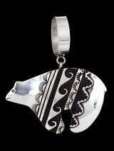 Native American Sterling Silver Overlay Bear Pendant