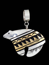Native American Sterling Silver and Gold Overlay Bear Pendant