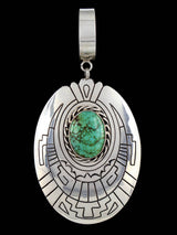 Native American Sterling Silver Overlay Turquoise Pendant