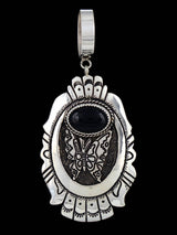 Native American Sterling Silver Overlay Onyx Pendant