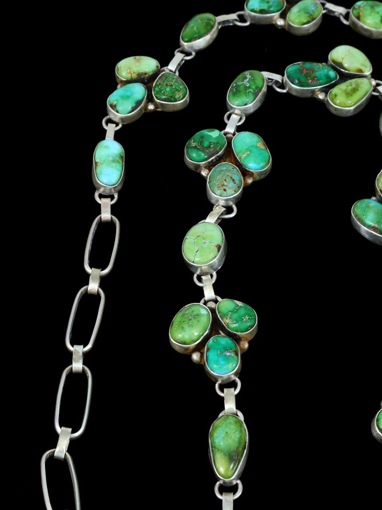 Native American Sterling Silver Sonoran Gold Turquoise Lariat Y Necklace - PuebloDirect.com