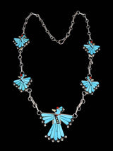 Turquoise Sterling Silver Zuni Thunderbird Necklace - PuebloDirect.com