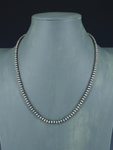 Navajo 4mm Sterling Silver Beaded Necklace - PuebloDirect.com