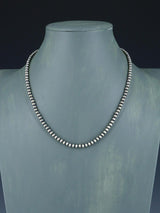 Navajo 4mm Sterling Silver Beaded Necklace - PuebloDirect.com