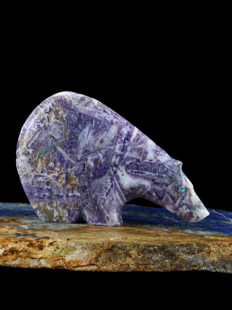 Flower Stone Fluorite Bear Zuni Fetish - PuebloDirect.com