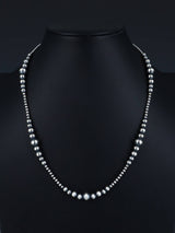 20" Navajo Jewelry Single Strand Sterling Silver Beaded Necklace - PuebloDirect.com