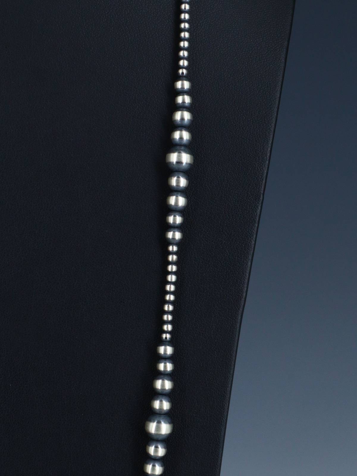 20" Navajo Jewelry Single Strand Sterling Silver Beaded Necklace - PuebloDirect.com