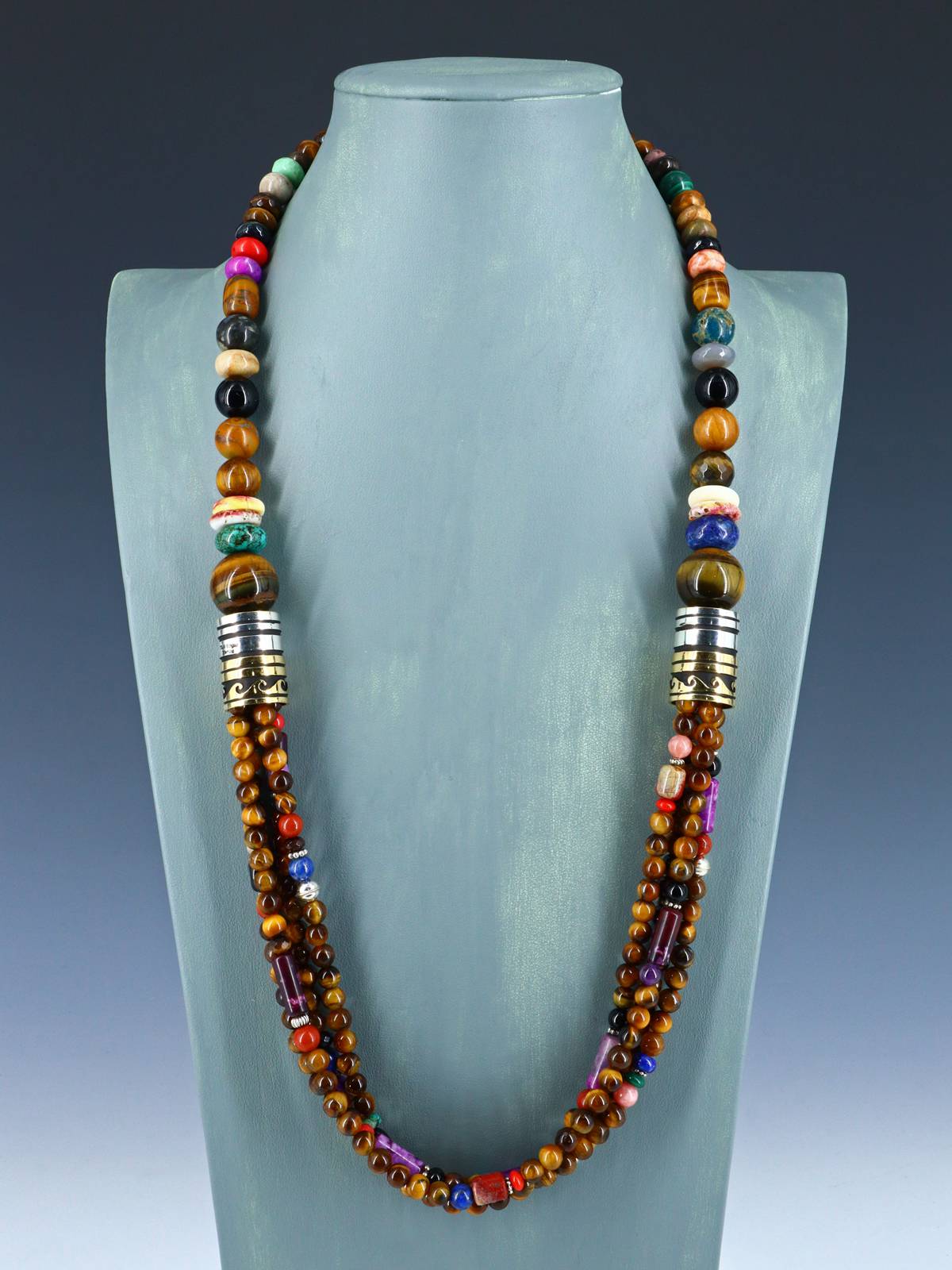 30" Navajo Tiger Eye Multi Strand Beaded Necklace - PuebloDirect.com