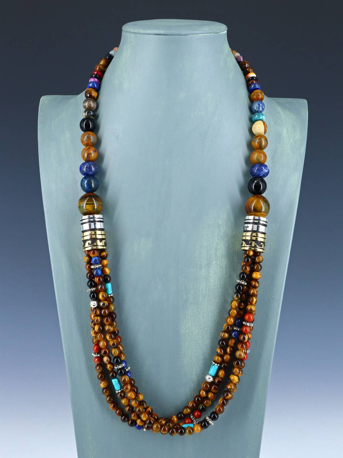 30" Navajo Tiger Eye Multi Strand Beaded Necklace - PuebloDirect.com