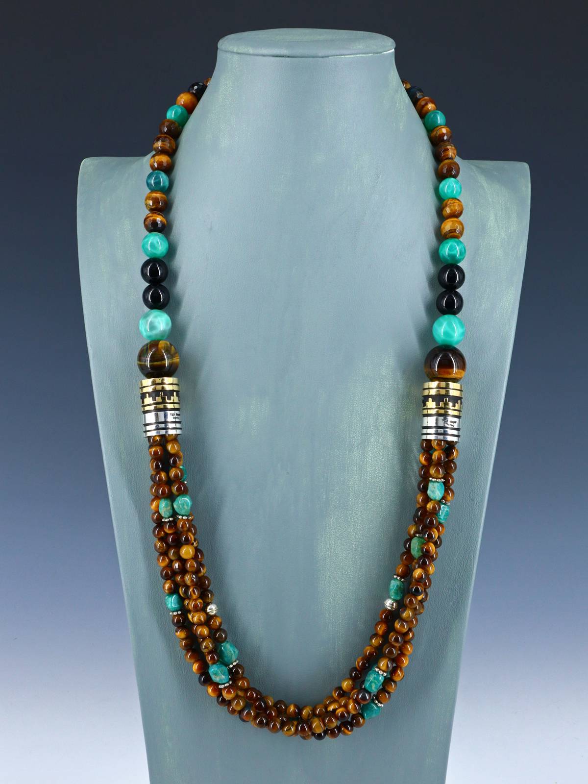 30" Navajo Tiger Eye Multi Strand Beaded Necklace - PuebloDirect.com