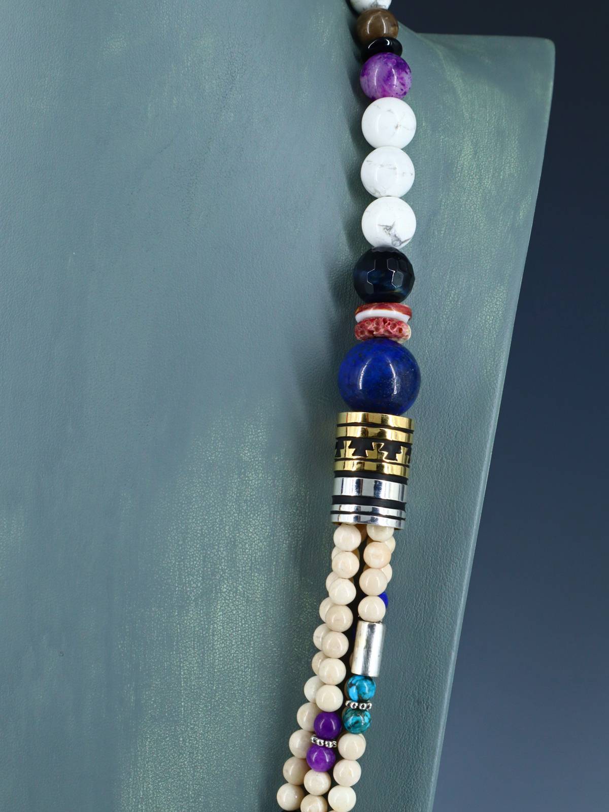 30" Navajo White Marble Multi Strand Beaded Necklace - PuebloDirect.com