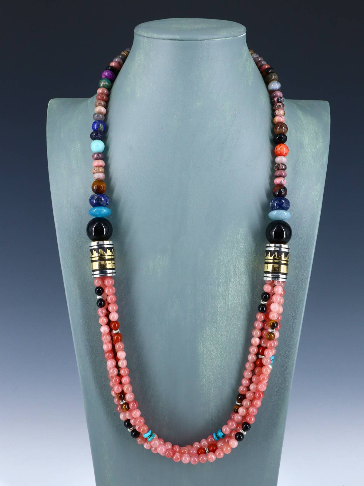 30" Navajo Pink Coral Multi Strand Beaded Necklace - PuebloDirect.com