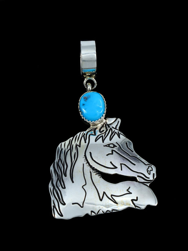 Native American Overlay Kingman Turquoise Horse Pendant - PuebloDirect.com