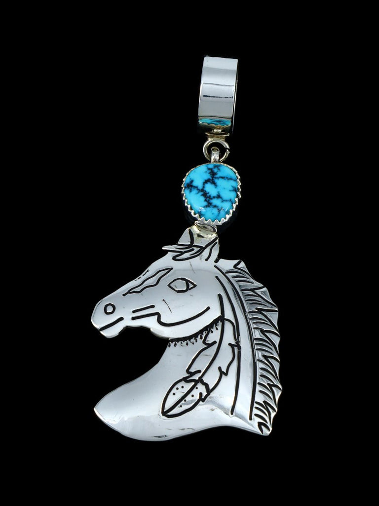 Native American Overlay Kingman Turquoise Horse Pendant - PuebloDirect.com
