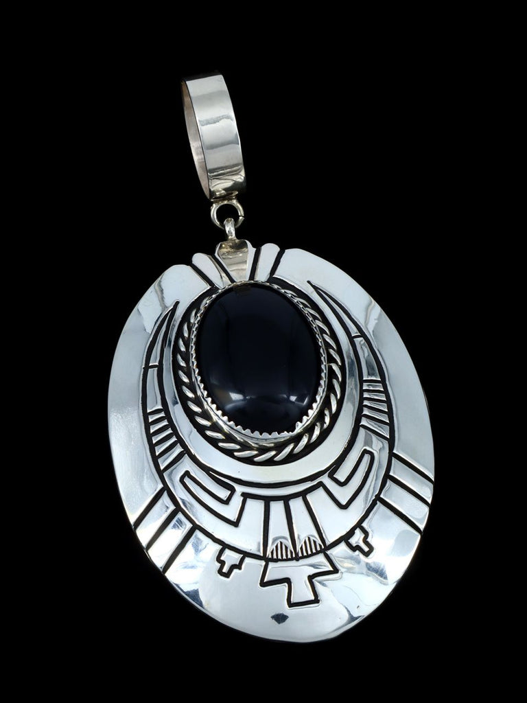 Native American Sterling Silver Overlay Onyx Pendant - PuebloDirect.com