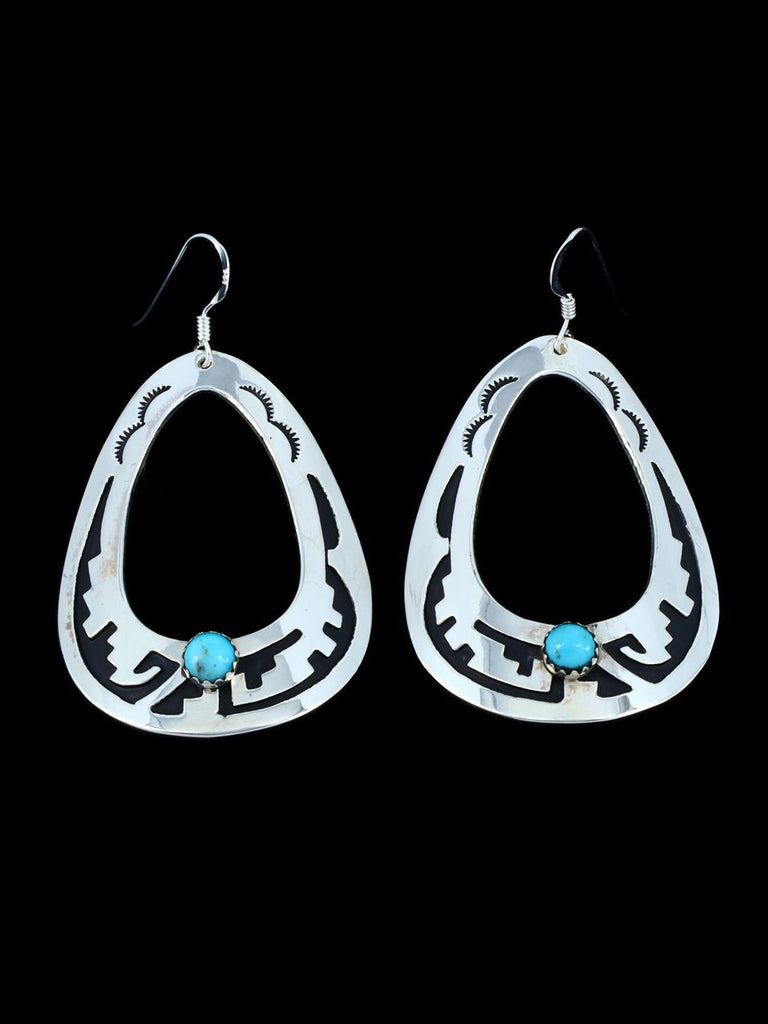 Navajo Turquoise Sterling Silver Overlay Earrings - PuebloDirect.com