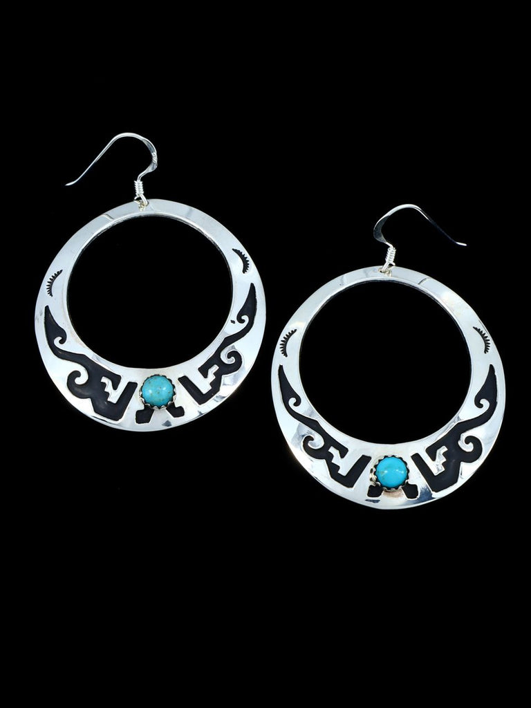 Navajo Turquoise Sterling Silver Overlay Earrings - PuebloDirect.com