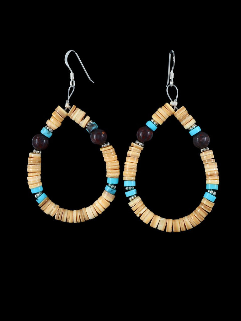Navajo Shell Heishi Beaded Dangle Earrings - PuebloDirect.com