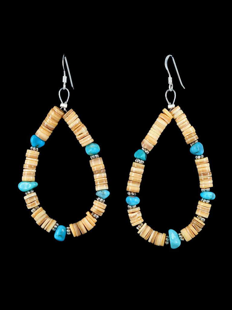 Navajo Shell Heishi Beaded Dangle Earrings - PuebloDirect.com