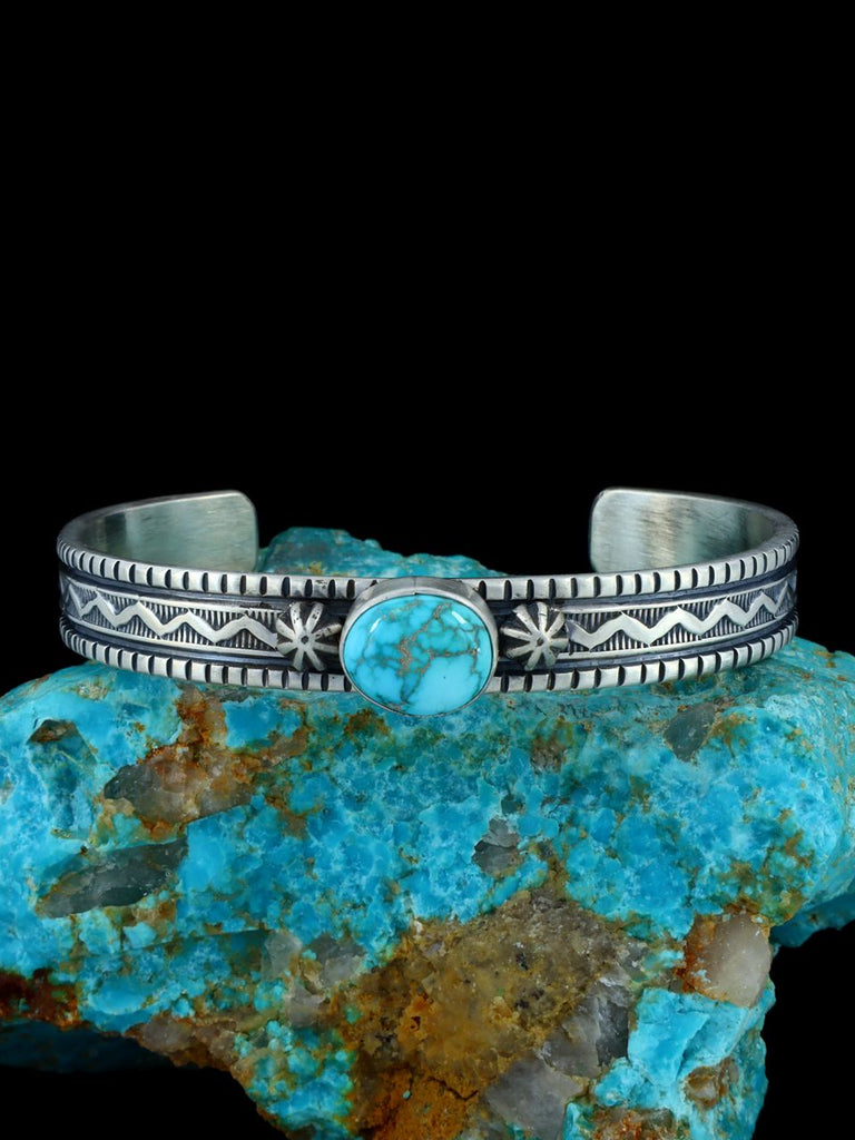 Native American Sterling Silver Thunderbird Turquoise Cuff Bracelet - PuebloDirect.com