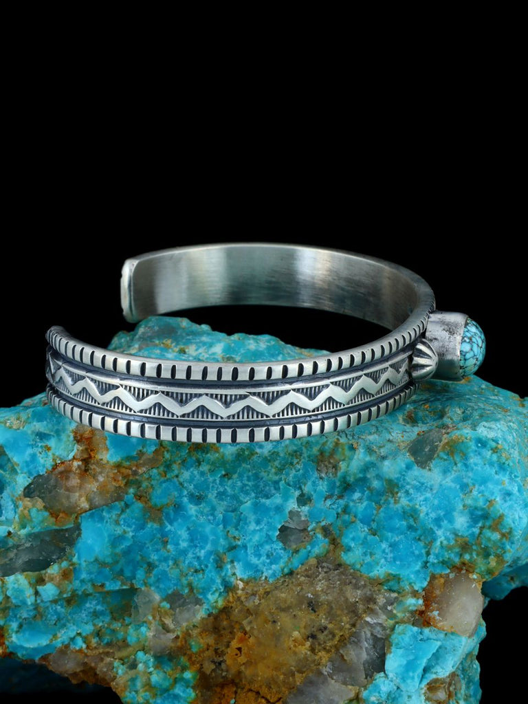 Native American Sterling Silver Blue Moon Turquoise Cuff Bracelet - PuebloDirect.com