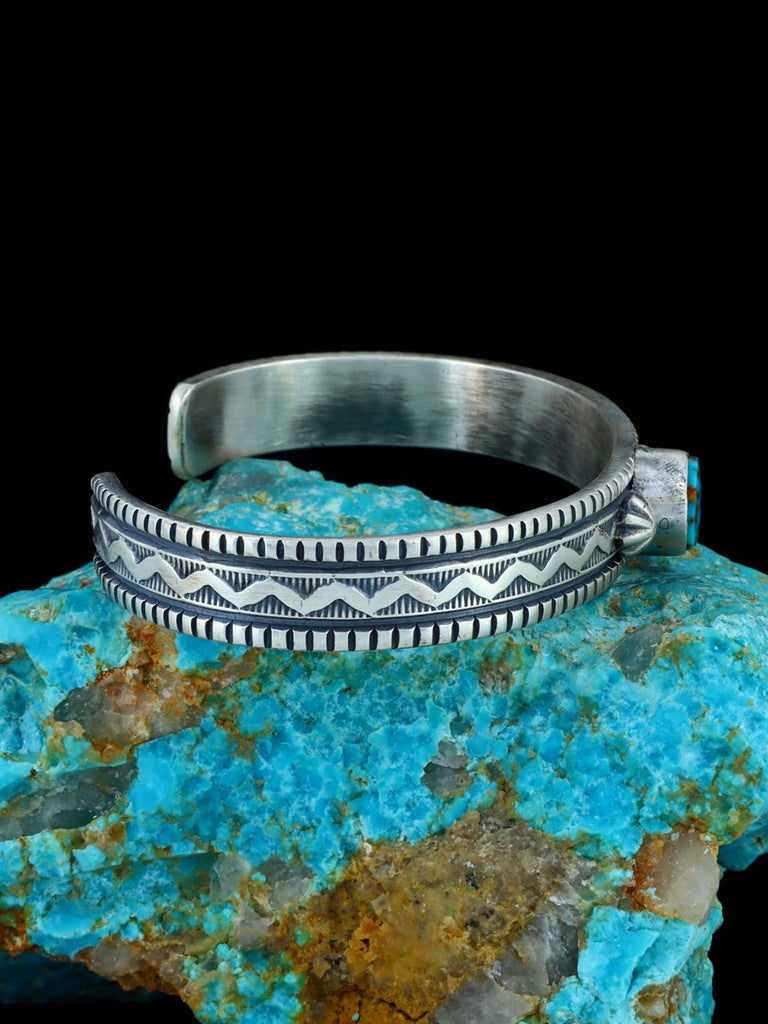 Native American Sterling Silver Turquoise Mountain Turquoise Cuff Bracelet - PuebloDirect.com