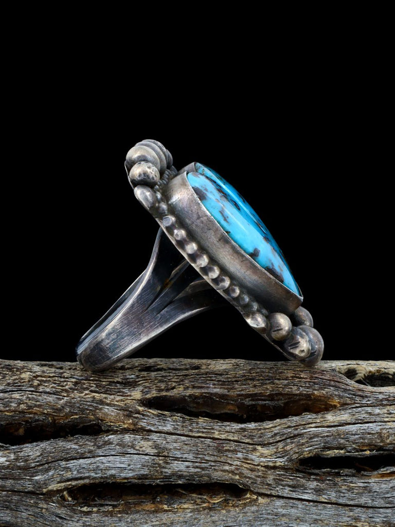 Navajo Kingman Turquoise Heart Ring, Size 7 - PuebloDirect.com