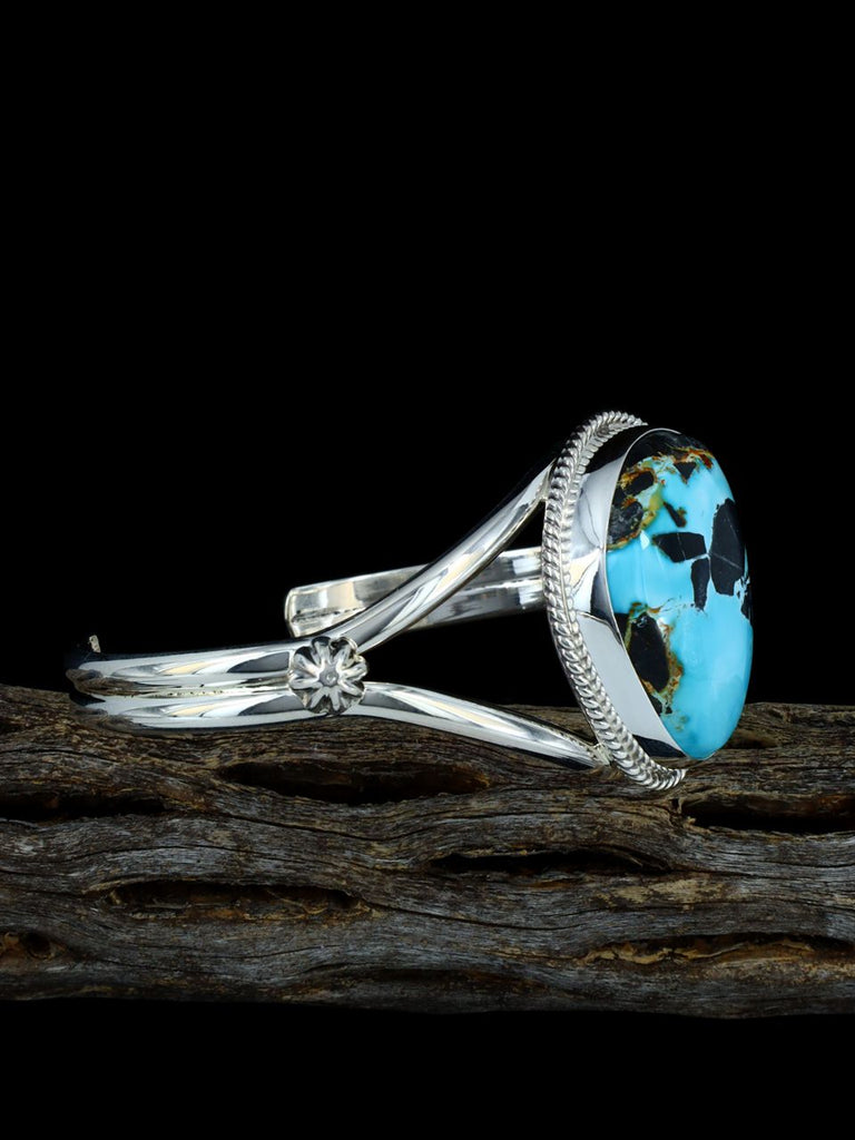 Navajo Natural Blue Moon Turquoise Sterling Silver Cuff Bracelet - PuebloDirect.com