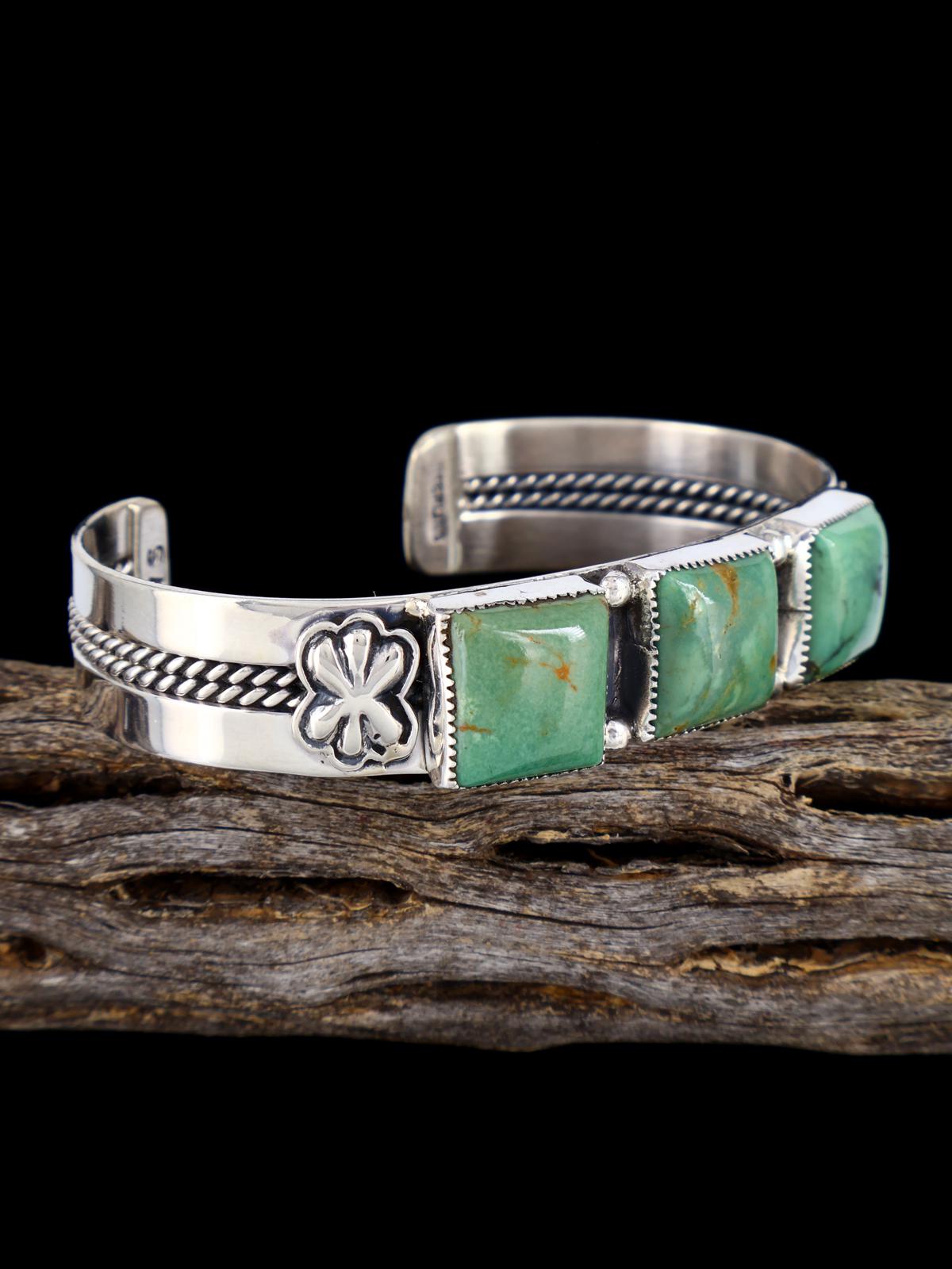 Navajo Turquoise Braided Sterling Silver Cuff Bracelet