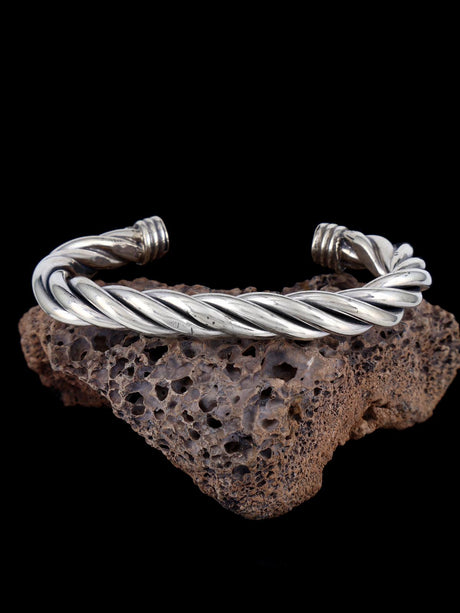 Navajo Sterling Silver Twisted Cuff Bracelet - PuebloDirect.com